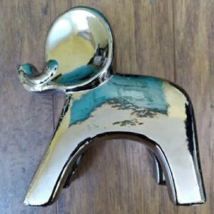 Modern Sculpture Metallic Chrome Elephant Figurine 7x6